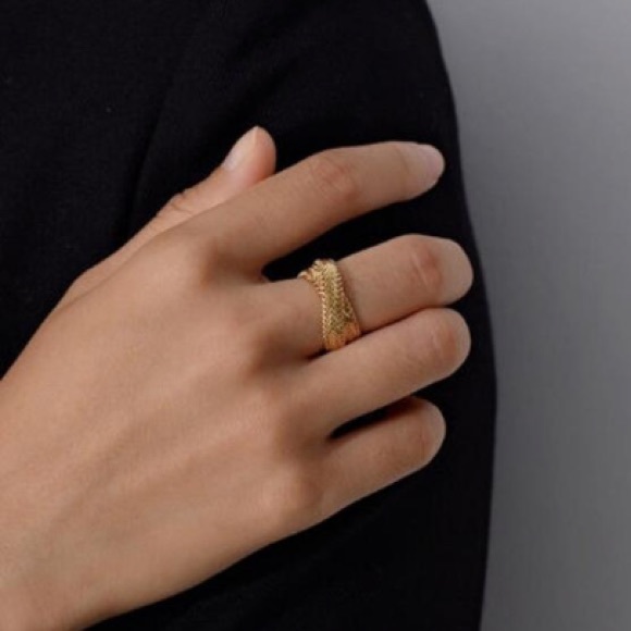 💛18K gold plated flat chain statement ring - Picture 12 of 12